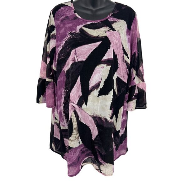 Style Co Large Top Blouse Size Large L Country Life Blissful Blush 3/4 Sleeve Pu - Picture 1 of 9